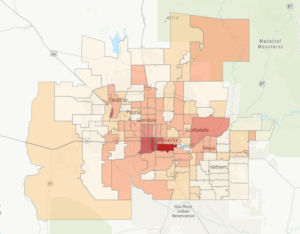 Map of rates of heat deaths