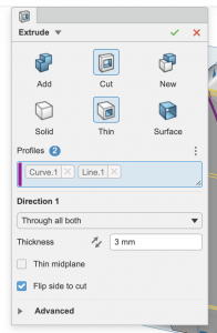Extrude cut settings