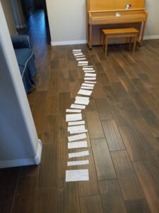 Paper on a floor. 