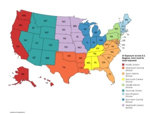 AI Exposure across U.S. Regions from most to least exposed