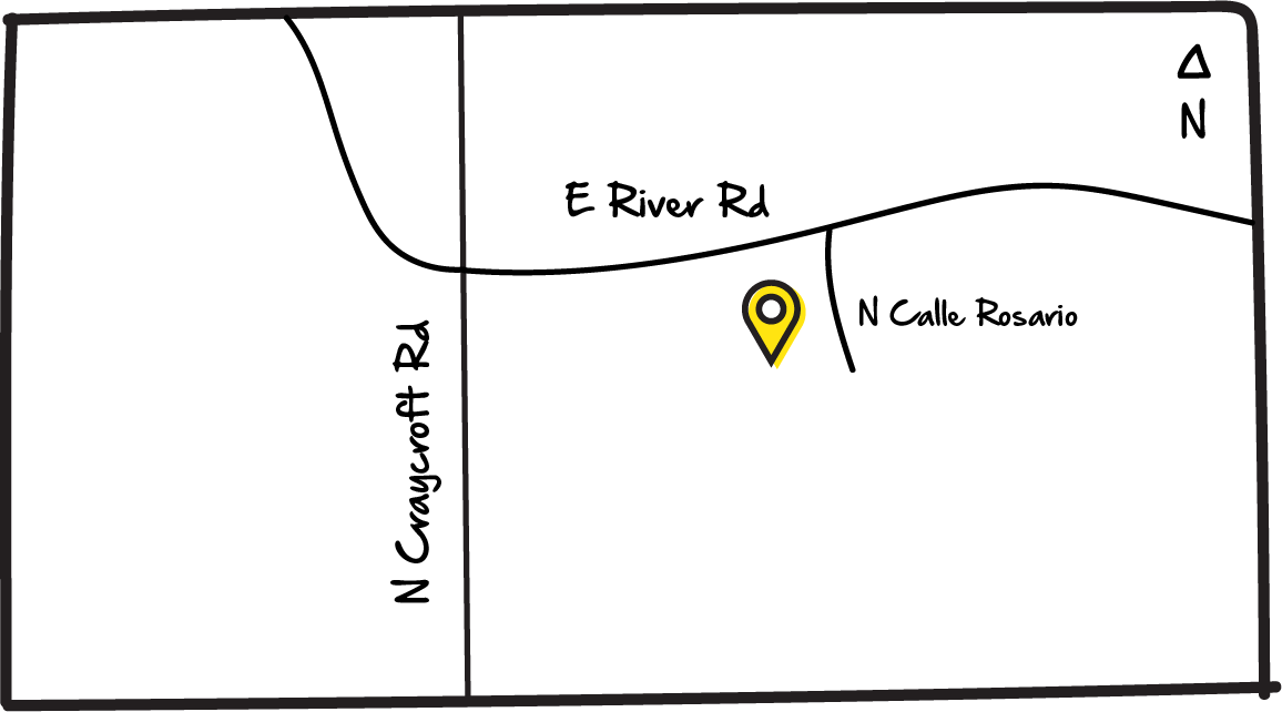 Cross streets and map of the school