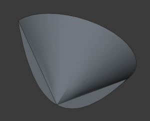 A 3D model of a 2D area revolved around an an axis to make it 3D